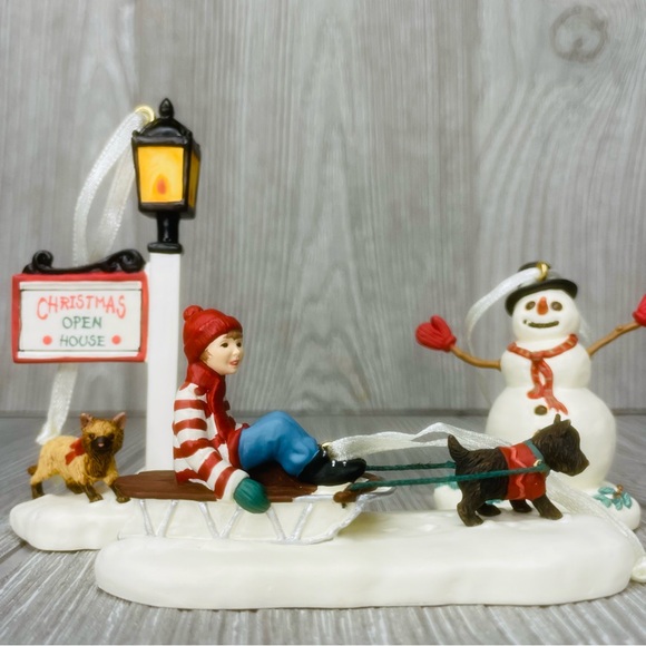 Victorian Christmas Memories Boy on Sled, Snowman, Lamppost Hallmark Ornament 01 - Picture 10 of 15
